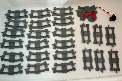 LEGO Duplo TRAIN Track Lot 26 Pieces DARK-GREY Curved Straight Switch Gate - Image 1 of 4