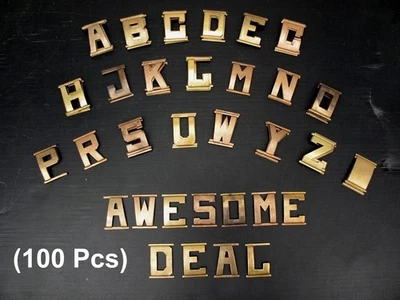 (100) Antique Stamped BRASS Copper Name Plate SLOT LETTERS Sign NOT STENCIL  - Image 1 of 4