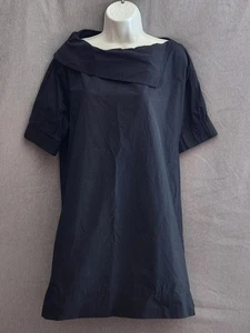 Women's Finley Black Dress Fold Over Collar Short Sleeve Size XS Made in USA - Picture 1 of 12