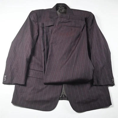 Firado 44R 36x32 Púrpura Rayas 100% Lana Super 130s Hombres Chaqueta Pantalones Traje Foto 1 de 4