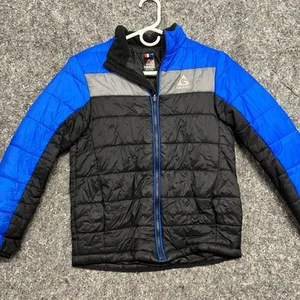 Gerry Puffer Jacket Youth Boys M Black Blue Full Zip Collared Outdoor Minimalist - Picture 1 of 9