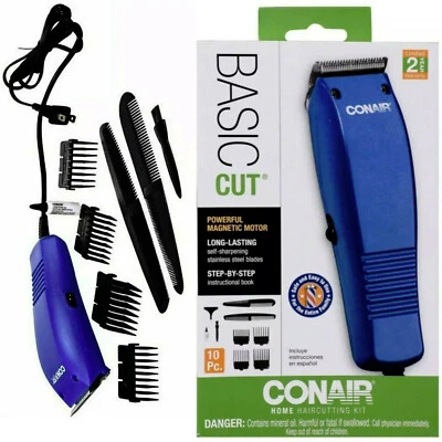 CONAIR Basic Cut Home Men Corded Hair Cutting Clippers 10 Piece Set Barber Kit - Image 1 of 4