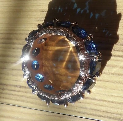 SSR con piedras azules y anillo superpuesto cobre talla 10 1/2 Foto 1 de 4