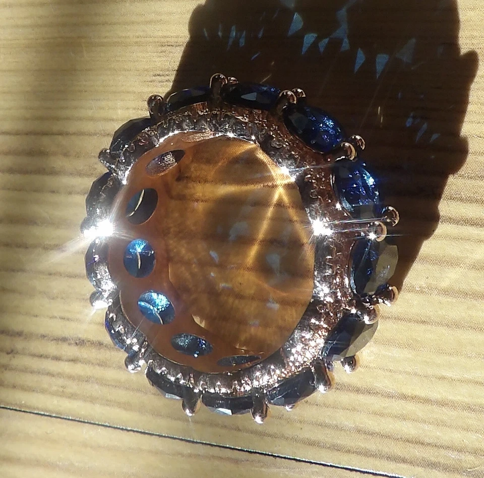 SSR con piedras azules y anillo superpuesto cobre talla 10 1/2 Foto 1 de 4