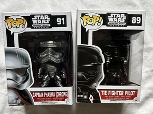 Funko POP Star Wars Captain Phasma #91 Tie Fighter Pilot 89 Smugglers Bounty LOT - Picture 1 of 6