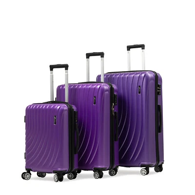 3 Piece Set Luggage Purple Hardside Expandable Carry on Suitcase Spinner ABS TSA - Image 1 of 4