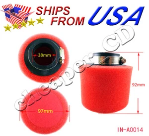 Red Foam 38mm Air Filter For 50cc-250cc ATV Dirt Pit Bike Go Kart TaoTao Kandi - Picture 1 of 2