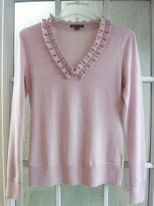 Brooks Brothers Light Pink Merino Wool V-Neck Long Sleeve Sweater ~Women XS~ - Picture 1 of 8
