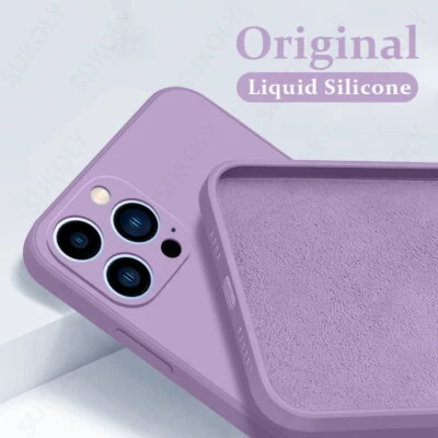 For iPhone 14 13 12 11 Pro Max 16 8+ Thin Liquid Silicone Soft Case Rubber Cover - Image 1 of 4