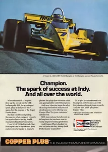 Champion Spark Plugs AlOur Sr 1984 carro Champion anuncio impreso en color original - Imagen 1 de 1