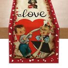 Vintage Valentine's Day Table Runner Valentines Decorations - Red Love 