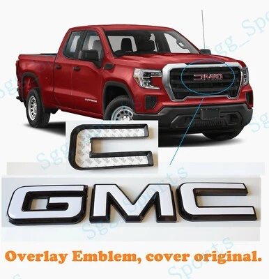 2019-2025 GMC Sierra 1500 2500HD 3500HD Front Only Black White OVERLAY Emblem - Image 1 of 4