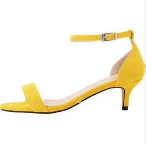 Women's Kitten Heel Sandals Open Toe Shoes Ankle Strap Casual Summer Candy Color - Picture 1 of 24