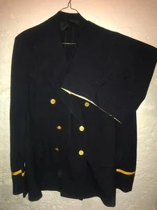 VTG 40 50S WOOL DOUBLE BREASTED FIREMANS UNIFORM SUIT JACKET BUTTON FLY PANTS - Picture 1 of 12