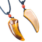 13.5g Beautiful Tiger Eye Jade Horn Shape Wolf Tooth Pendant Ornaments Fortune
