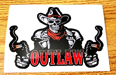 OUTLAW Western Cowboy Skull Decal Car Truck Window Laptop Decal Sticker Foto 1 de 3