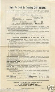 TOURING CLUB ITALIANO PUBBLICITA PER ABBONAMENTO 1931 VANTAGGI E DIRITTI AI SOCI - Picture 1 of 1
