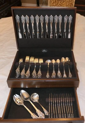 Wallace "Grande Baroque" Sterling Silver Flatware Set Service for 12 - 84 pieces - Image 1 of 4