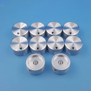 10Pcs 6.4mm 1/4'' Silver Aluminum 25 x 15.5mm Amplifier Audio Volume Rotary Knob - Picture 1 of 4