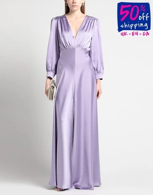 PVP €417 PINKO Architetto Maxi Vestido Satinado IT38 US2 UK6 XS Púrpura Acampanado Foto 1 de 4