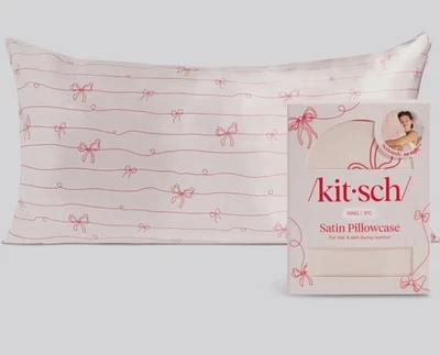 Funda de almohada Kit-sch tamaño king con lazo satinado nueva  Foto 1 de 4