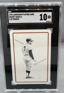 Mickey Mantle 1978 Landsman Playing Card SGC 10 - 6 Of Hearts - Picture 1 of 2