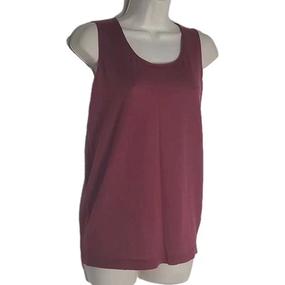 EILEEN FISHER 精美美利奴羊毛球衣深红 U 领外壳上衣 PS PSmall 缺陷 — 第 1/4 张图片