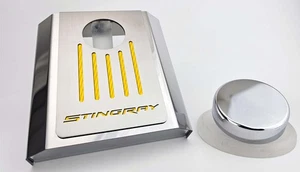 Master Cylinder Cover [Yellow Carbon Fiber "Stingray"] fit 14-19 Corvette Auto - Picture 1 of 1