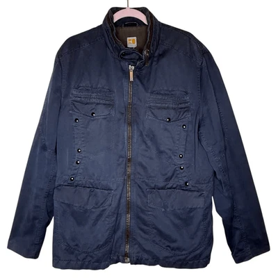 Hugo Boss Orange Label Men’s Blue Linen/Cotton Field Military Jacket Size XXL - Image 1 of 4