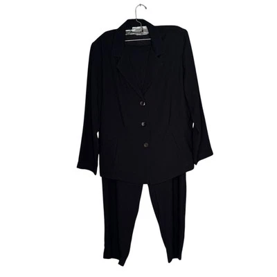 Traje Pantalón Chico’s Talla 2 (Reg 12) 2 Piezas Negro con Costuras Blancas Semi Transparente Foto 1 de 4