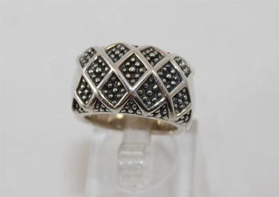 Anillo Michael Dawkins de plata de ley granulado con patrón de diamantes talla 6 Foto 1 de 4