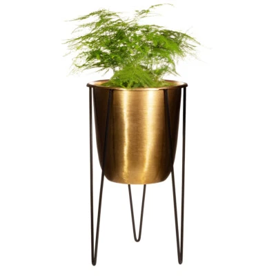 Blumenständer Übertopf mit Ständer Gestell gold Pflanzenständer Blume Pflanze - Bild 1 von 3
