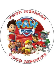 Paw Patrol 7,5" NOVEDAD Redonda Mensaje Personalizado Cumpleaños Pastel Topper - Imagen 1 de 3
