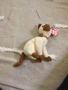 Gato siamés peluche TY gorro bebé SIAM peluche gatito retirado 2001 - Imagen 1 de 5