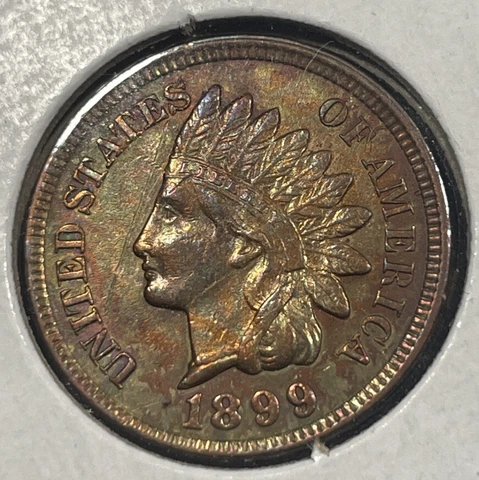1899 Indian Head Cent -With LIBERTY & 4 DIAMONDS - UNC Details Obv Scratch Cover