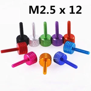 Tornillos de pulgar arrugados de aleación de aluminio M2,5*12 mm empuñadura de mano pernos PC estuche nuevo - Imagen 1 de 5