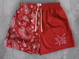 Red & White Paisley Shorts, Men’s Small, Premium Mesh, New - Picture 1 of 4