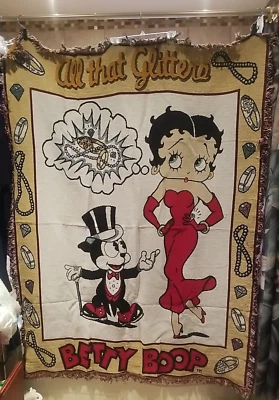 BETTY BOOP ~ All That Glitters ~ 2001 Danbury Mint Throw Blanket Tapestry NWOT! - Image 1 of 4