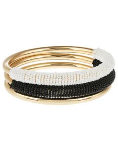 Accessorize Perlen Armreifen Gold Weiß Schwarz Armbänder Monsoon - Bild 1 von 1
