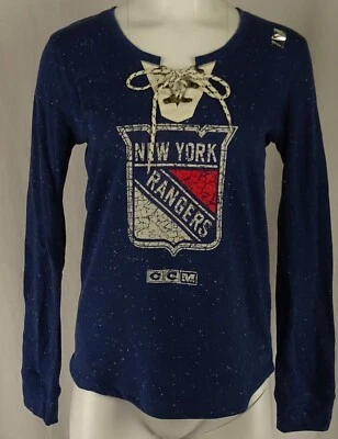 New York Rangers NHL CCM Mujer 'Lundqvist #30' Con cordones Manga Larga Henley  Foto 1 de 4