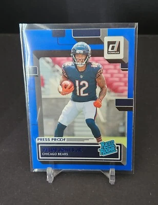 Velus Jones Jr 2022 Donruss Football Rated Rookie  Press Proof  Blue. #330 Bears - Image 1 of 2