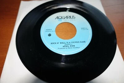 ROCK *1976* APRIL WINE 7" 45 Rock & Roll Is Vicious Game CANADA AQUARIUS AQ-5070 - Image 1 of 2