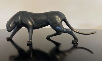 Escultura de Pantera Negra Loet Vanderveen Bronce Acecho Rastrero Firmada Edición Limitada Foto 1 de 4