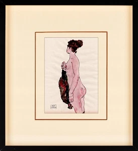 EGON SCHIELE - old handmade SKETCH !!! on old paper !!! - Bild 1 von 2