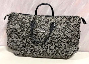 DVF Diane Von Furstenberg geometric canvas weekender bag black & grey - Picture 1 of 15