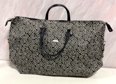 DVF Diane Von Furstenberg geometric canvas weekender bag black & grey - Image 1 of 4