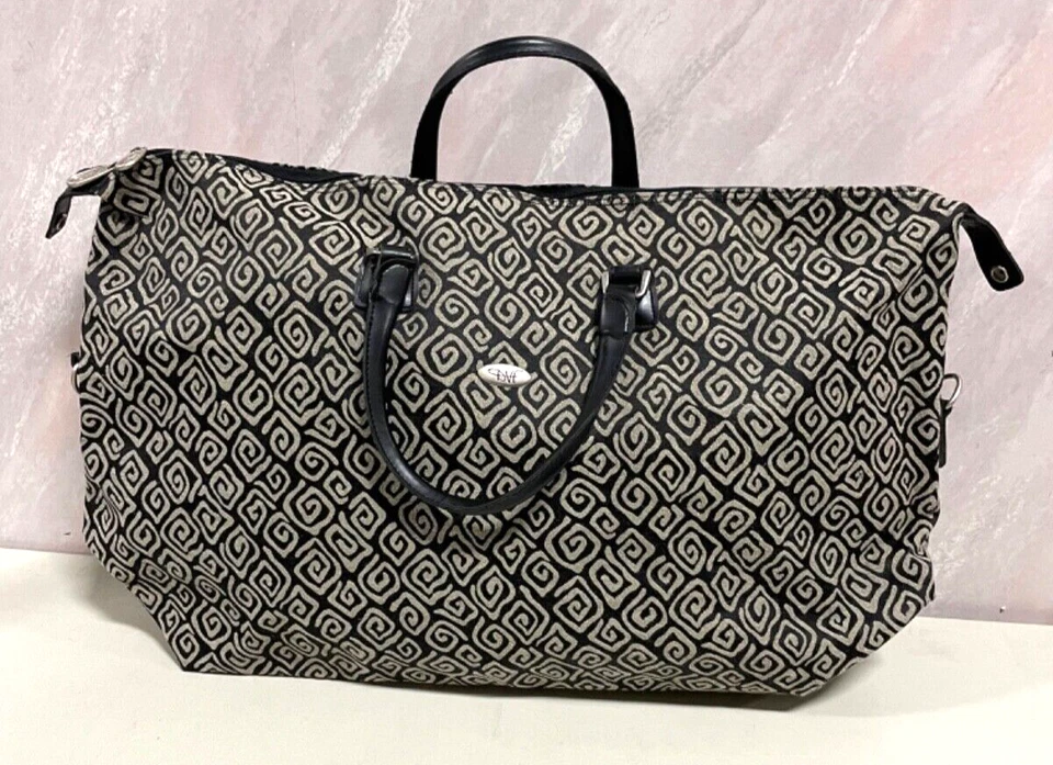 DVF Diane Von Furstenberg geometric canvas weekender bag black & grey - Image 1 of 4