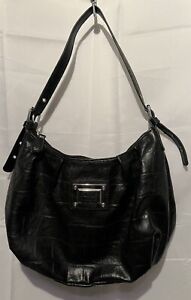 Nicole by Nicole Miller Black Leather Shoulder Bag Purse Small 10”x8”Vintage EUC