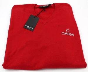 Maglione Scollo a V Rosso Omega Uomo L Originale Cotone Idea Regalo Sportivo - Imagen 1 de 6