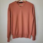 Loro Piana Mens 100% Cashmere Sweater Size 54 Peach Orange V-neck Pullover Italy